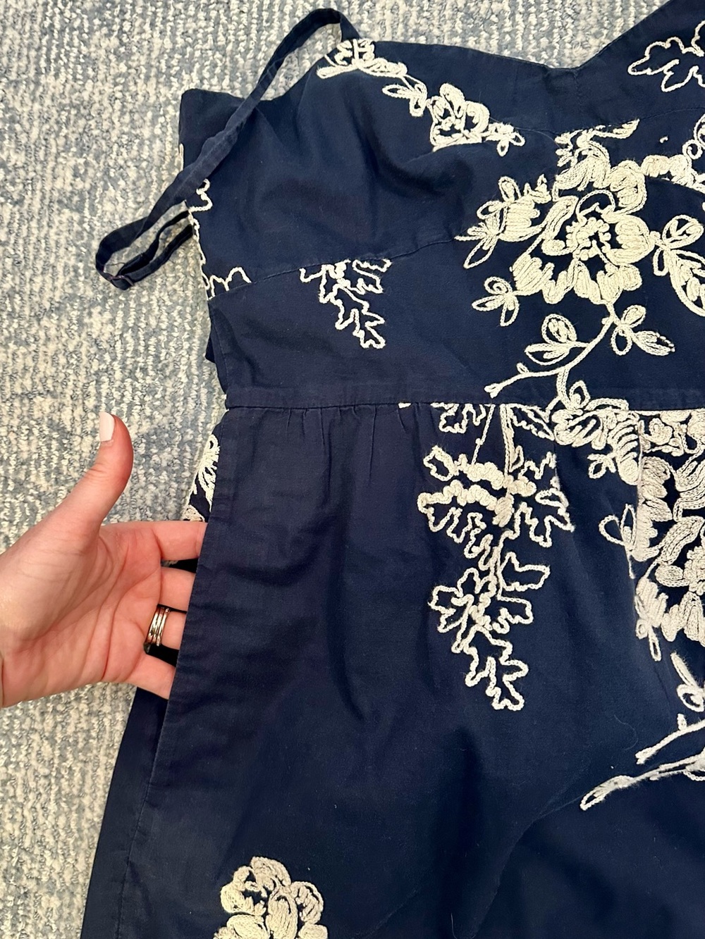 JCrew Factory Mini Sundress 8 Spaghetti Straps Embroidered Floral Cottagecore - Picture 4 of 9